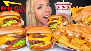 ASMR IN N OUT MUKBANG ANIMAL STYLE FRIES EXTRA CHEESE DOUBLE CHEESEBURGER 먹방 꿀벌 [upl. by Tiffa510]