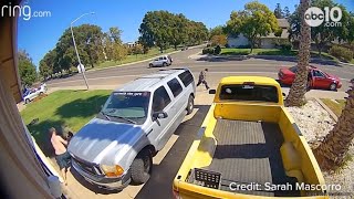 Video  Catalytic converter thieves confronted with paintball guns in Turlock bail on crime [upl. by Mian]