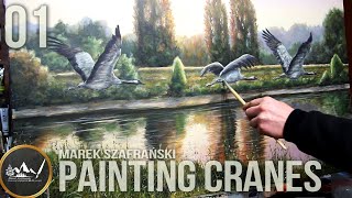 01 Painting “Cranes over the pool” acrylic on canvas Marek Szafrański [upl. by Nira]