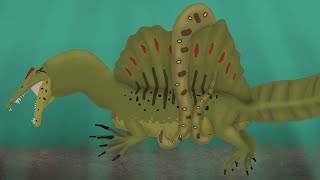 Spinosaurus VS Titanoboa  Dinosaur Fight Animation 2D Pivot Animator [upl. by Medeah]