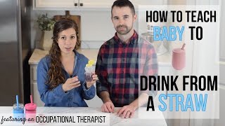 How to Teach Baby to Drink From a Straw  Using a Honey Bear Training Cup [upl. by Alit]