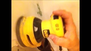 drywall sanding tool dewalt orbital palm hand sander review [upl. by Htebazile]