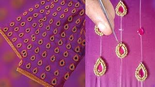 aari work for beginners  hand work blouse designs  202 [upl. by Notxap832]