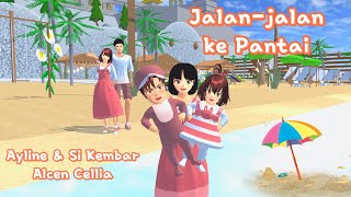 Ayline amp Si Kembar Alcen Cellia  Jalanjalan ke Pantai  Sakura School Simulator [upl. by Emlynne]