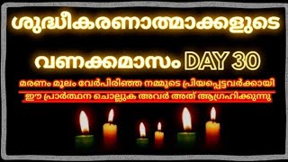 ശുദ്ധീകരണാത്മാക്കളുടെ വണക്കമാസം DAY 30Prayer for purgatory souls on November 30 [upl. by Yrhcaz582]