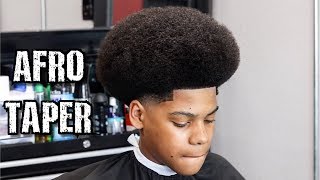 AFRO SHAPE UP TAPER BARBER TUTORIAL LEARN HOW TO CUT A FRO [upl. by Strohl]