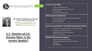 US Tax Treatment of UK Pension Plans amp Income Is UK Pension Plan Income Taxable in United States [upl. by Ardaed]