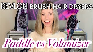 REVLON BRUSH HAIR DRYER REVIEW  One Step Paddle vs Volumizer  Plus Demo for Sleek Straight Hair [upl. by Callum589]