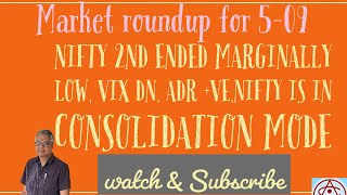 stockmarket Nifty 2nd ended marginally low Vix dn ADR veNifty is in consolidation mode watch [upl. by Eatnahs259]