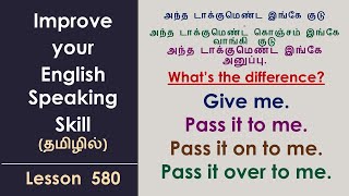 Pass on  Pass over  Learn English Through Tamil [upl. by Aremahs690]