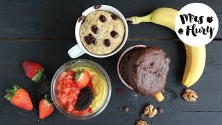 Gesunde Mug Cakes  3 Tassenkuchen Rezepte für die Mikrowelle [upl. by Erialcyram]