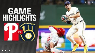 Phillies vs Brewers Game Highlights 91824  MLB Highlights [upl. by Orpah]