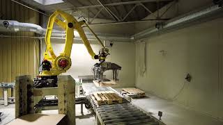 Bascules Robbe installs new Fanuc m410 palletizing robot in existing cell [upl. by Amek]