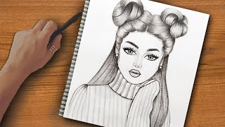 رسم بنات كيوت  تعليم رسم بنت كيوت مع قصه شعر بالرصاص خطوه بخطوه للمبتدئين بطريقة سهلة  رسم سهل [upl. by Acalia]