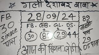 Single Jodi 28 September 2024 Satte ki khabar Gali Satta king Disawar mein kya Lucky king [upl. by Naujtna]