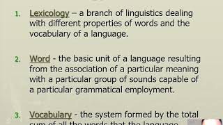 001 Lexicology Part 1 [upl. by Huba]