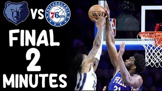 Final 2 Minutes Of The Crazy Grizzlies Vs 76ers Game  Embiid Blocks Ja Morant [upl. by Eatnad465]