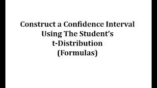 Mean Confidence Intervals Using Students tDistribution Formula [upl. by Eniretak]