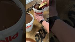 Nutella bucket nutella chocolate nutellachocolate icecream food satisfying trending shorts [upl. by Noirred]