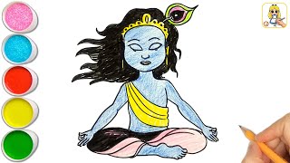 Janmashtami Special Drawing  How To Draw Krishna Drawing  Tutorial  Step by Step [upl. by Evyn289]