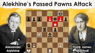 Alekhine’s Passed Pawns Attack  Alekhine vs Marshall 1925 [upl. by Assenov632]