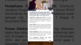 Pendaftaran Petugas Haji 2025 Kapan Ditutup Ini Jadwal Syarat Ketentuan dan Link Resminya haji [upl. by Ayekehs]