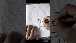 How to write the capital H calligraphy Basu any kaligrafi 3d plz subscribe my channel [upl. by Tye]