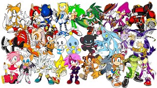 Drawing All Sonic The Hedgehog Characters [upl. by Oinesra]