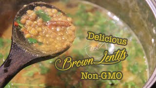 Small Brown Lentils Recipe  Masar Chawal  NONGMO  Vegetarian [upl. by Ashton]