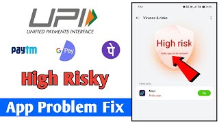 High Risky app problem fix  payment protection problem fix  Gpay Paytm phonepe upi [upl. by Buehrer]