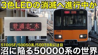 【沼になってきた】東武50000系列の行き先表示の現状が奥深い… 51005Fと50050系はいつフルカラー化される？／50070系も一体型のフルカラーになる？ [upl. by Maxie]