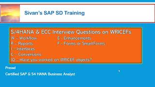 SAP ECC or S4HANA WRICEF objects Interview Questions  Sivans SAP SD Training [upl. by Anyala343]