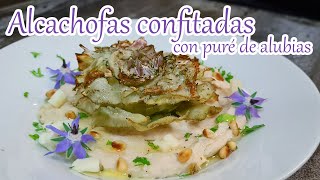 ALCACHOFAS confitadas con puré de alubias ahumadas [upl. by Morten]