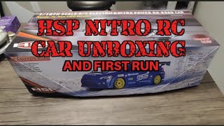 HSP Nitro RC car 110 scale unboxing and first run [upl. by Petersen53]