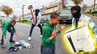 Destroying Kids PS4 in the hood amp Surprising With A PS5  HILARIOUS [upl. by Corette636]