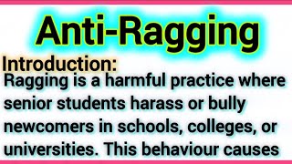 AntiRagging Essay Writing in English 250 Words Anti Ragging Essay in English Antiragging Video 3 [upl. by Oiramej710]