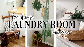 FARMHOUSE LAUNDRY ROOM MAKEOVER  DIY BOARD BEAD WALL WITH HOOKS  DECORATE WITH ME ROBIN LANE LOWE [upl. by Nitsur528]