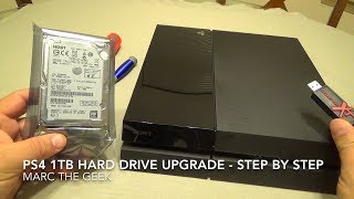 PS4 1 Terabyte Hard Drive Upgrade  Step by Step [upl. by Feeley]