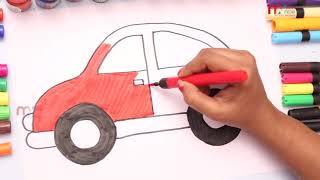 How To Draw And Paint Car For Kids Coloring Pages For Children My Clicks Media [upl. by Duyne628]