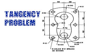 TANGENCY PROBLEM 12  Tangency  Tangency problems  Engineering drawing  Technical drawing [upl. by Waterman]