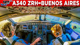 Edelweiss A340300 Cockpit Zurich🇨🇭 to Buenos Aires🇦🇷 [upl. by Kung633]