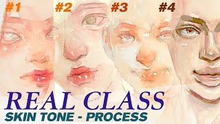 🎨 REAL CLASS  WATERCOLOR quotSKIN TONEquot DETAIL PROCESS TUTORIAL 🎨 [upl. by Lleoj]