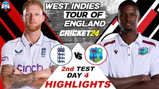 England vs West Indies  2nd TEST DAY 4 Full Highlights 2024  Cricket 24 Gameplay [upl. by Ausoj]