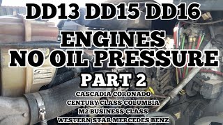 Freightliner cascadia DD13 DD15 DD16 no oil pressure engine failure damaged main rod bearings part 2 [upl. by Merchant]