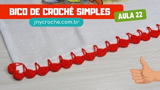 Bicos de crochê simples fácil e rápido para iniciantes  aula 22  JNY Crochê [upl. by Orecul]