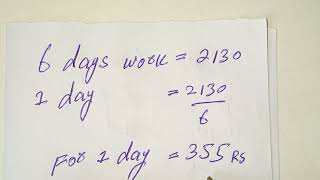 Ratio amp Proportion  A worker is paid Rs 2130 for 6 days Total wage 9230 NO of days he worked [upl. by Gayle]