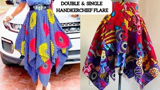 How To Cut And Sew A Trendy Double And Single Handkerchief Flare Skirt30mins Flare Skirt [upl. by Jeavons673]