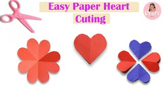 Paper Heart Shape cut  How to cut a perfect paper heart Make Easy Paper Heart valentines  simple [upl. by Lledor]