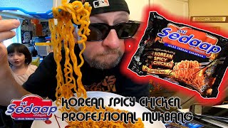 Mi Sedaap Spicy Korean Chicken Professional Mukbang Food Challenge Instant Noodle [upl. by Richara339]