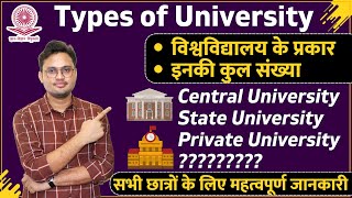 Types of University  विश्वविद्यालय के प्रकार  Central State   BEd Entrance 2022 [upl. by Chil261]